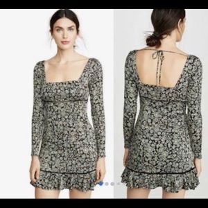 Free people beheme long sleeve floral mini dress black combo. XS. Brand new!